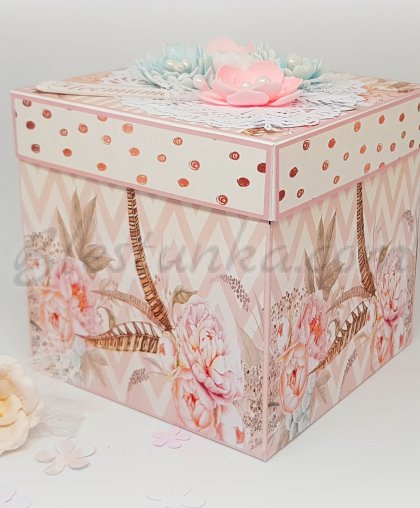 Surprise exploding box "Wedding" in peach color