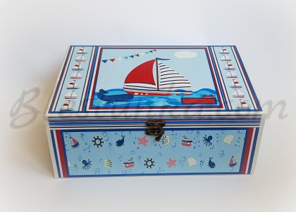 Caja para los tesoros del bebé "Aventura marina" 2 - grande 