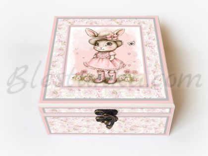 Caja  para los tesoros del bebé "El conejito rosa"