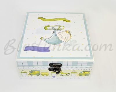 Caja para los tesoros del bebé "Dulce bebé" de color verde