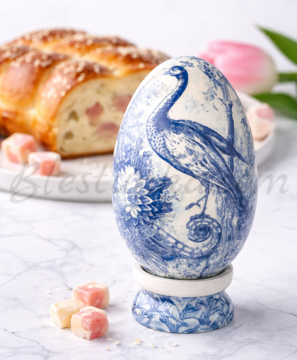 Decorative ceramic egg "The blue garden"