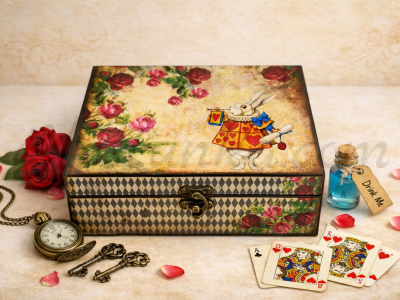 A wooden  jewellery box "Wonderworld"