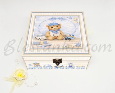 Baby`s Treasures Box "Sweet bear" in ecru colour