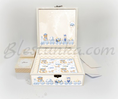 Baby`s Treasures Box "Sweet bear" in ecru colour