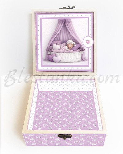 Caja para los tesoros del bebé "Bebé" violeta